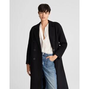 Madewell Wool Blend Double-Faced Brushed Long Coat Jet Black Size XS / XXS NWT